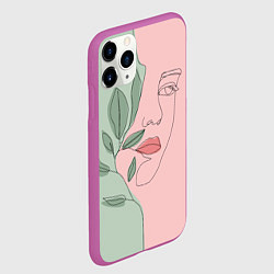 Чехол iPhone 11 Pro матовый Девушка с листьями, цвет: 3D-фиолетовый — фото 2