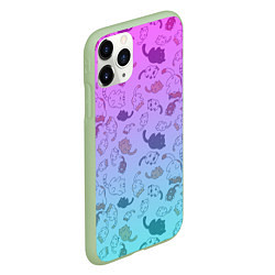 Чехол iPhone 11 Pro матовый Котики в полете, цвет: 3D-салатовый — фото 2