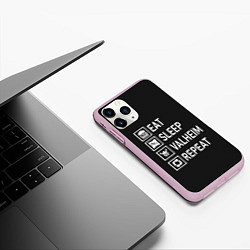 Чехол iPhone 11 Pro матовый EatSleepValheimRepeat, цвет: 3D-розовый — фото 2