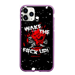 Чехол iPhone 11 Pro матовый WAKE THE F CK UP!, цвет: 3D-фиолетовый