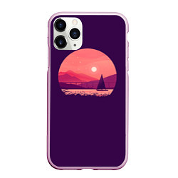 Чехол iPhone 11 Pro матовый Закат на озере, цвет: 3D-розовый