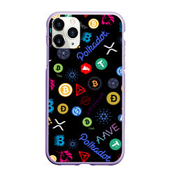 Чехол iPhone 11 Pro матовый BITCOIN PATTERN БИТКОИН Z, цвет: 3D-светло-сиреневый