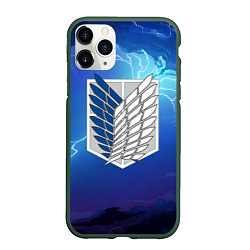 Чехол iPhone 11 Pro матовый Атака Титанов, цвет: 3D-темно-зеленый