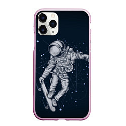 Чехол iPhone 11 Pro матовый Космический Скейтбординг, цвет: 3D-розовый