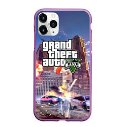 Чехол iPhone 11 Pro матовый ЭКШЕН Grand Theft Auto V, цвет: 3D-фиолетовый