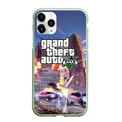 Чехол iPhone 11 Pro матовый ЭКШЕН Grand Theft Auto V, цвет: 3D-салатовый