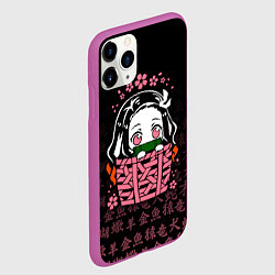 Чехол iPhone 11 Pro матовый NEZUKO НЕЗУКО ИЕРОГЛИФЫ DEMON SLAYER, цвет: 3D-фиолетовый — фото 2