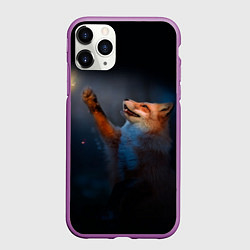 Чехол iPhone 11 Pro матовый Лиса и огонек, цвет: 3D-фиолетовый