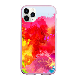 Чехол iPhone 11 Pro матовый Брызги краски, цвет: 3D-розовый