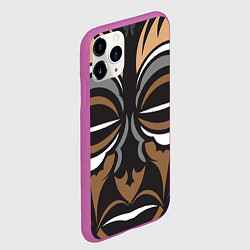 Чехол iPhone 11 Pro матовый Лицо в Полинезийском стиле, цвет: 3D-фиолетовый — фото 2