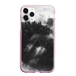 Чехол iPhone 11 Pro матовый Туман в лесу, цвет: 3D-розовый