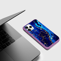 Чехол iPhone 11 Pro матовый СИНИЙ ГРАНИТ, цвет: 3D-фиолетовый — фото 2