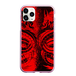 Чехол iPhone 11 Pro матовый BLACK RED DRAGONS TATOO, цвет: 3D-розовый