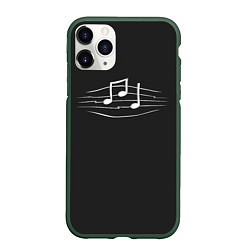 Чехол iPhone 11 Pro матовый Музыкальные ноты, цвет: 3D-темно-зеленый