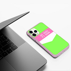 Чехол iPhone 11 Pro матовый Eat pussy Its vegan, цвет: 3D-розовый — фото 2