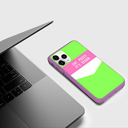 Чехол iPhone 11 Pro матовый Eat pussy Its vegan, цвет: 3D-фиолетовый — фото 2