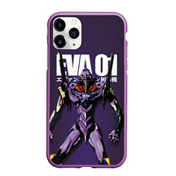 Чехол iPhone 11 Pro матовый EVA-01, цвет: 3D-фиолетовый