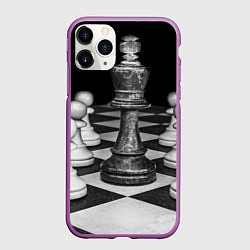Чехол iPhone 11 Pro матовый Шахматы, цвет: 3D-фиолетовый