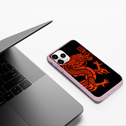 Чехол iPhone 11 Pro матовый RED CHINA DRAGON, цвет: 3D-розовый — фото 2