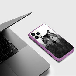 Чехол iPhone 11 Pro матовый Волк, цвет: 3D-фиолетовый — фото 2