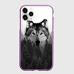 Чехол iPhone 11 Pro матовый Волк, цвет: 3D-фиолетовый