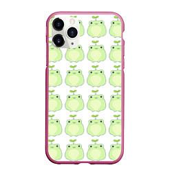 Чехол iPhone 11 Pro матовый Лягушки-росточки, цвет: 3D-малиновый