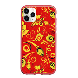 Чехол iPhone 11 Pro матовый ХОХЛОМА, цвет: 3D-красный