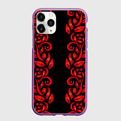 Чехол iPhone 11 Pro матовый ХОХЛОМА, цвет: 3D-фиолетовый