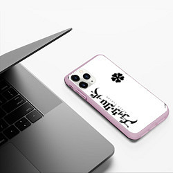 Чехол iPhone 11 Pro матовый Черный клеывер аниме, цвет: 3D-розовый — фото 2