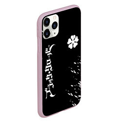 Чехол iPhone 11 Pro матовый Черный клевер, цвет: 3D-розовый — фото 2