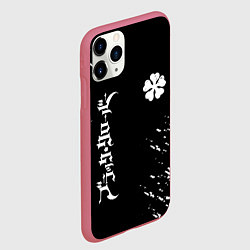 Чехол iPhone 11 Pro матовый Черный клевер, цвет: 3D-малиновый — фото 2