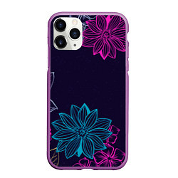 Чехол iPhone 11 Pro матовый Красочные Цветы, цвет: 3D-фиолетовый