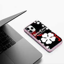Чехол iPhone 11 Pro матовый ЧЕРНЫЙ КЛЕВЕР, цвет: 3D-розовый — фото 2
