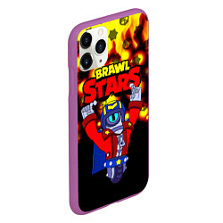 Чехол iPhone 11 Pro матовый Brawl StarsStu, цвет: 3D-фиолетовый — фото 2