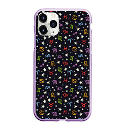 Чехол iPhone 11 Pro матовый Знаки Зодиака, цвет: 3D-сиреневый