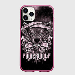Чехол iPhone 11 Pro матовый Powerwolf, цвет: 3D-малиновый