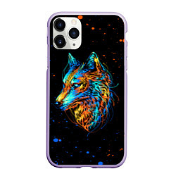 Чехол iPhone 11 Pro матовый КРАСОЧНЫЙ ВОЛК, цвет: 3D-светло-сиреневый