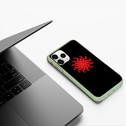 Чехол iPhone 11 Pro матовый Солнце Славянский символ, цвет: 3D-салатовый — фото 2