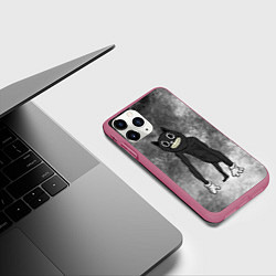 Чехол iPhone 11 Pro матовый Cartoon cat, цвет: 3D-малиновый — фото 2