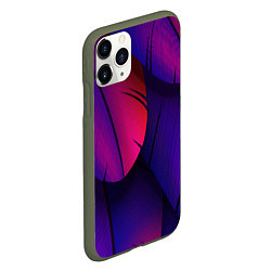 Чехол iPhone 11 Pro матовый Фиолетовые Перья, цвет: 3D-темно-зеленый — фото 2
