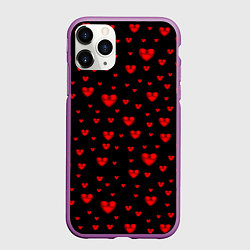 Чехол iPhone 11 Pro матовый Красные сердца, цвет: 3D-фиолетовый