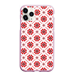 Чехол iPhone 11 Pro матовый Славянская одежда, цвет: 3D-розовый