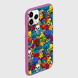 Чехол iPhone 11 Pro матовый Граффити, цвет: 3D-фиолетовый — фото 2