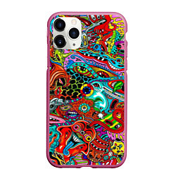 Чехол iPhone 11 Pro матовый Яркая абстракция bright abstraction, цвет: 3D-малиновый