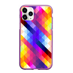 Чехол iPhone 11 Pro матовый Пиксельная радуга, цвет: 3D-фиолетовый