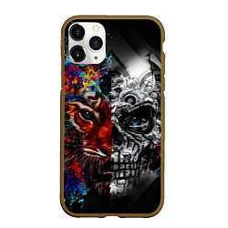 Чехол iPhone 11 Pro матовый TIGER, цвет: 3D-коричневый