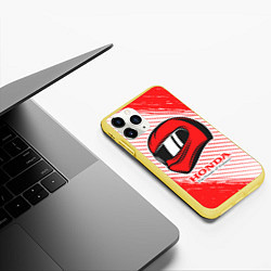 Чехол iPhone 11 Pro матовый Honda - Strokes, цвет: 3D-желтый — фото 2