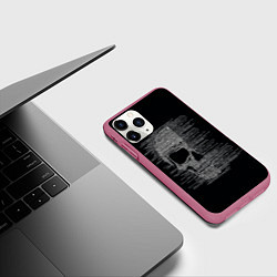 Чехол iPhone 11 Pro матовый Череп из текста, цвет: 3D-малиновый — фото 2