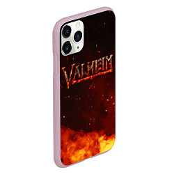 Чехол iPhone 11 Pro матовый Valheim огненный лого, цвет: 3D-розовый — фото 2