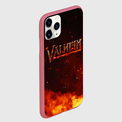 Чехол iPhone 11 Pro матовый Valheim огненный лого, цвет: 3D-малиновый — фото 2